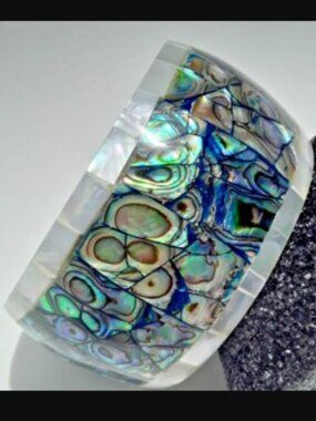 SAMUEL B. Abalone MOSAIC Bangle BRACELET mother of pearl size 7.5 - 8 NEW